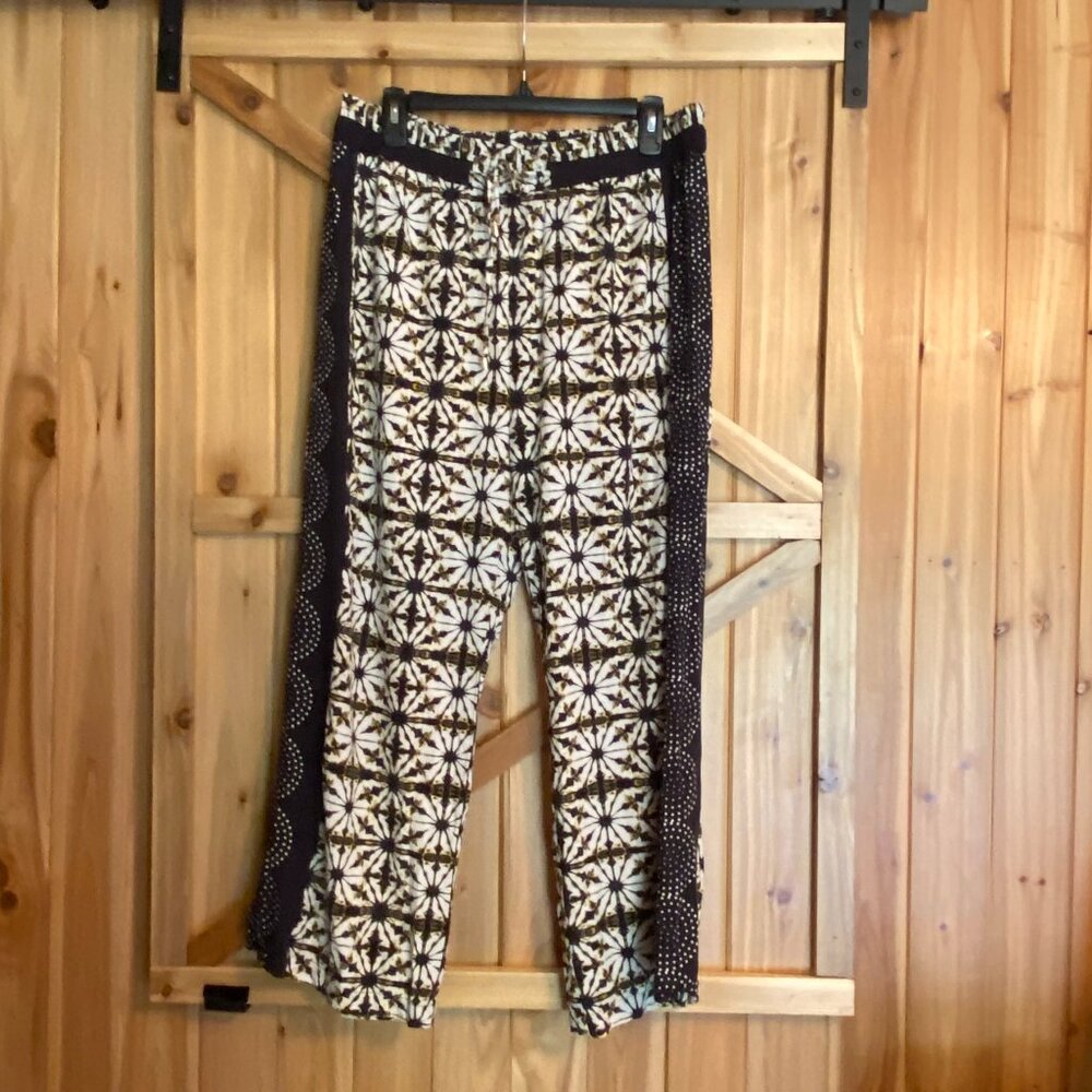 Soft Surroundings Curio Pants Womans Petite Lg Wide Leg Elastic Waist Boho